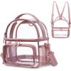 BAGSMART Stadium Approved Clear Bag 12″x6″x12″, Double Deck Lunch Box, Convertible to Backpack, Waterproof PVC, Pink(Dusky Pink)