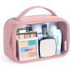 BAGSMART TSA-Approved Toiletry Bag, Large Opening Clear Makeup Bag with Handle, Quart Sized Travel Toiletry Bag, Carry-On Airline Compliant for Men and Women (Black)(Blush Pink)