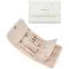 BAGSMART Travel Jewelry Organizer Case, Foldable Jewelry Roll for Necklaces, Earrings, Journey-Rings, Bracelets, Brooches, Portable, Pink(A-Beige)