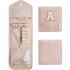 BAGSMART Travel Jewelry Organizer Case Foldable Small Jewelry Roll for Journey Rings, Necklaces, Earrings, Bracelets,Mini,Soft Pink(PInk-A)