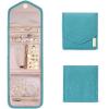 BAGSMART Travel Jewelry Organizer Case Foldable Small Jewelry Roll for Journey Rings, Necklaces, Earrings, Bracelets,Mini,Soft Pink(Teal)