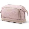 BAGSMART Travel Makeup Bag, Cosmetic Bag Make Up Organizer Case,Large Wide-open Pouch for Women Purse for Toiletries Accessories Brushes(M-2 Layers- Pink)
