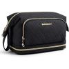 BAGSMART Travel Makeup Bag, Cosmetic Bag Make Up Organizer Case,Large Wide-open Pouch for Women Purse for Toiletries Accessories Brushes(N-2 Layers- Black)