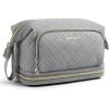BAGSMART Travel Makeup Bag, Cosmetic Bag Make Up Organizer Case,Large Wide-open Pouch for Women Purse for Toiletries Accessories Brushes(P-2 Layers- Grey)