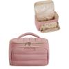 BAGSMART Travel Makeup Bag with Jewelry Organizer, Portable Make Up Bag, Puffy Wide-Opening Cosmetic Storage Pouch for Women’s Toiletries and Travel Essentials (Dark Pink)(Dark Pink)