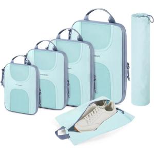 BAGSMART 6 Set Packing Cubes for Suitcases, Lightweight Suitcase Organizers & Compression Travel Cubes(06-Sky Blue)