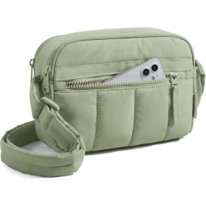 BAGSMART Anti Theft Crossbody Bags for Women Travel Purse, Medium Quilted Puffy cross body bag, Handbags Shoulder Purses, Black-medium(Green)