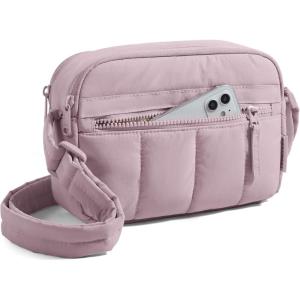 BAGSMART Anti Theft Crossbody Bags for Women Travel Purse, Medium Quilted Puffy cross body bag, Handbags Shoulder Purses, Black-medium(Purple)