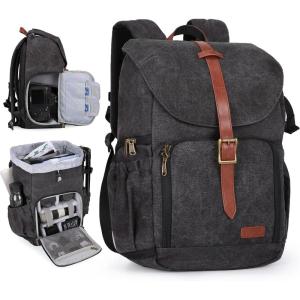 BAGSMART Camera Backpack, DSLR SLR Waterproof Camera Bag, Anti-Theft Photography Backpack with 15 Inch Laptop Compartment, Tripod Holder & Rain Cover, Black(Black)