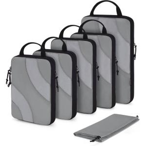 BAGSMART Compression Packing Cubes, 6 Set/4 Set/2 Set Travel Packing Cubes for Carry on Suitcases, Compression Suitcase Organizers Bag Set & Travel Cubes for Luggage, Lightweight Packing Organizers(05-Grey)