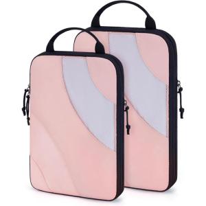 BAGSMART Compression Packing Cubes, 6 Set/4 Set/2 Set Travel Packing Cubes for Carry on Suitcases, Compression Suitcase Organizers Bag Set & Travel Cubes for Luggage, Lightweight Packing Organizers(Baby Pink-2 Set)