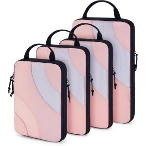 BAGSMART Compression Packing Cubes, 6 Set/4 Set/2 Set Travel Packing Cubes for Carry on Suitcases, Compression Suitcase Organizers Bag Set & Travel Cubes for Luggage, Lightweight Packing Organizers(Baby Pink)