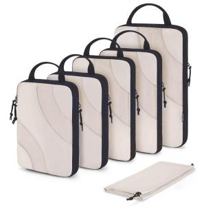 BAGSMART Compression Packing Cubes, 6 Set/4 Set/2 Set Travel Packing Cubes for Carry on Suitcases, Compression Suitcase Organizers Bag Set & Travel Cubes for Luggage, Lightweight Packing Organizers(02-White Opal)