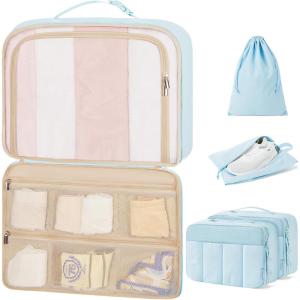 BAGSMART Compression Packing Cubes, Travel Cubes for Packing, 6/5/4 Set Suitcase Organizer Bags Set, Lightweight Packing Organizers(02-Blue)