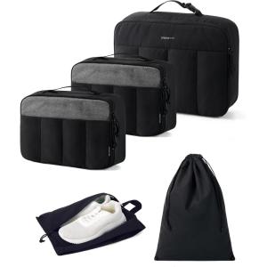 BAGSMART Compression Packing Cubes, Travel Cubes for Packing, 6/5/4 Set Suitcase Organizer Bags Set, Lightweight Packing Organizers(05-Black)
