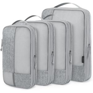 BAGSMART Compression Packing Cubes for Travel, 6 Set Packing Cubes for Carry on Suitcases, Compression Travel Cubes & Suitcase Organizer for Packing with Shoe Bag Black(Grey)