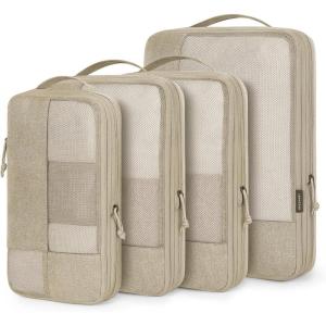 BAGSMART Compression Packing Cubes for Travel, 6 Set Packing Cubes for Carry on Suitcases, Compression Travel Cubes & Suitcase Organizer for Packing with Shoe Bag Black(Khaki)