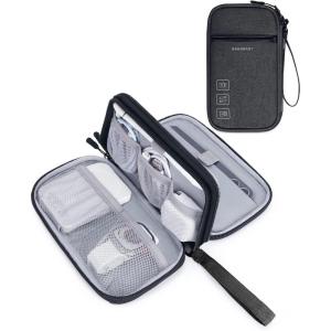BAGSMART Cord Organizer Travel Cable Organizer Bag Tech Electronic Organizer Travel Case, Travel Essentials for Charger, Cable, Phone, Flash drive, Single Layer – Beige(Double Layer Black)