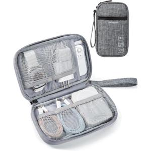 BAGSMART Cord Organizer Travel Cable Organizer Bag Tech Electronic Organizer Travel Case, Travel Essentials for Charger, Cable, Phone, Flash drive, Single Layer – Beige(Single Layer Grey)