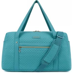 BAGSMART Duffle Bag 37L Large Carry On Weekender Overnight Bag with Wet Pocket , Laptop Compartment And Shoes Bag for for Women, Travel, Business Trips, Sports(Black)(Lake Blue)