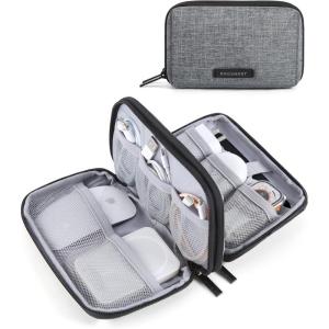 BAGSMART Electronics Organizer Travel Case, Small Cord Bag for Travel Essentials, Tech bag for Men Women, Cable Organizer for Phone, SD Card, Black(02-Grey)