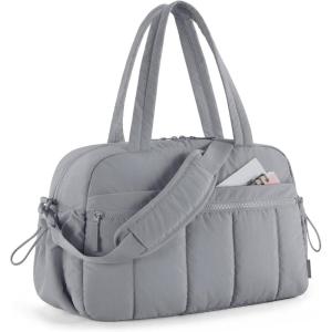 BAGSMART Gym Bag for Women, Duffle Bag for Travel with Wet Pocket, Lightweight Carry on Weekender Duffel, Water Resistant(Gray)