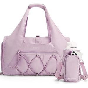 BAGSMART Gym Bag for Women, Lightweight Duffel with Shoe Compartment, Tote Bag with Wet Pocket for Yoga Travel, Pink(Purple)