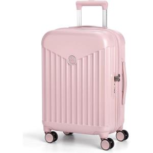 BAGSMART Hardside Expandable Luggage With Spinner Wheels, PC Lightweight Carry-On Luggage Airline Approved With TSA Lock, Durable Women Travel Suitcase Carry On 20 Inch, Pink(Pink)