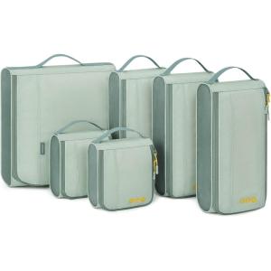 BAGSMART Keep Shape Packing Cubes for Travel, 6 Set Travel Cubes for Packing, Lightweight Suitcase Organizer Bags Set for Travel Essentials(05-Balsam Green)