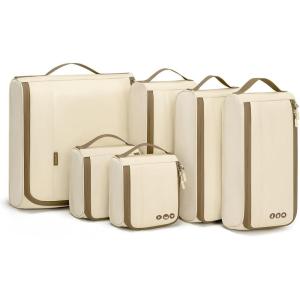 BAGSMART Keep Shape Packing Cubes for Travel, 6 Set Travel Cubes for Packing, Lightweight Suitcase Organizer Bags Set for Travel Essentials(CornSilk Yellow)