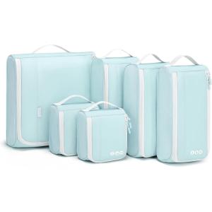 BAGSMART Keep Shape Packing Cubes for Travel, 6 Set Travel Cubes for Packing, Lightweight Suitcase Organizer Bags Set for Travel Essentials(Sky Blue)