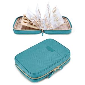 BAGSMART Large Jewelry Travel Organizer Case for Home Jewelry Organizer Storage Ring Binder Jewelry Bags Clear Jewelry Rolls Zipper Pouch Bag for Necklaces, Earrings, Rings, Bracelets, Pink(03-Teal)