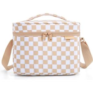 BAGSMART Lunch Box for Women Insulated Lunch Bag Cute Puffer Lunch Tote Bags Lightweight Quilted Reusable Cooler for Work School Picnic or Travel, Dusky Pink(Khaki)