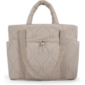BAGSMART Puffer Tote Bag for Women, Quilted Travel Top Handle, Large Lightweight Shoulder Handbags with Zipper