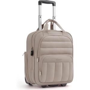 BAGSMART Small Underseat Carry on Luggage with Wheels, 16-inch Small Under Seat Luggage, Lightweight Travel Luggage Travel Suitcase for Women, Personal Item Bag, Brown(Brown)