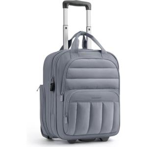 BAGSMART Small Underseat Carry on Luggage with Wheels, 16-inch Small Under Seat Luggage, Lightweight Travel Luggage Travel Suitcase for Women, Personal Item Bag, Brown(Dark Gray)