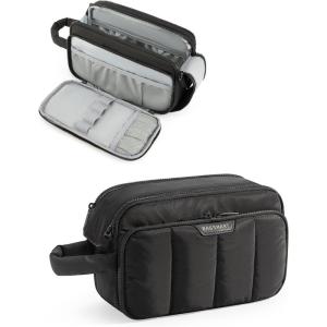 BAGSMART Travel Toiletry Bag for Women, Wide-open Makeup Bag Organizer, Puffy Make Up Case, Large Capacity Cosmetic Organizer for Women for Travel Essentials Toiletries Accessories Bottles(Black)(Black)