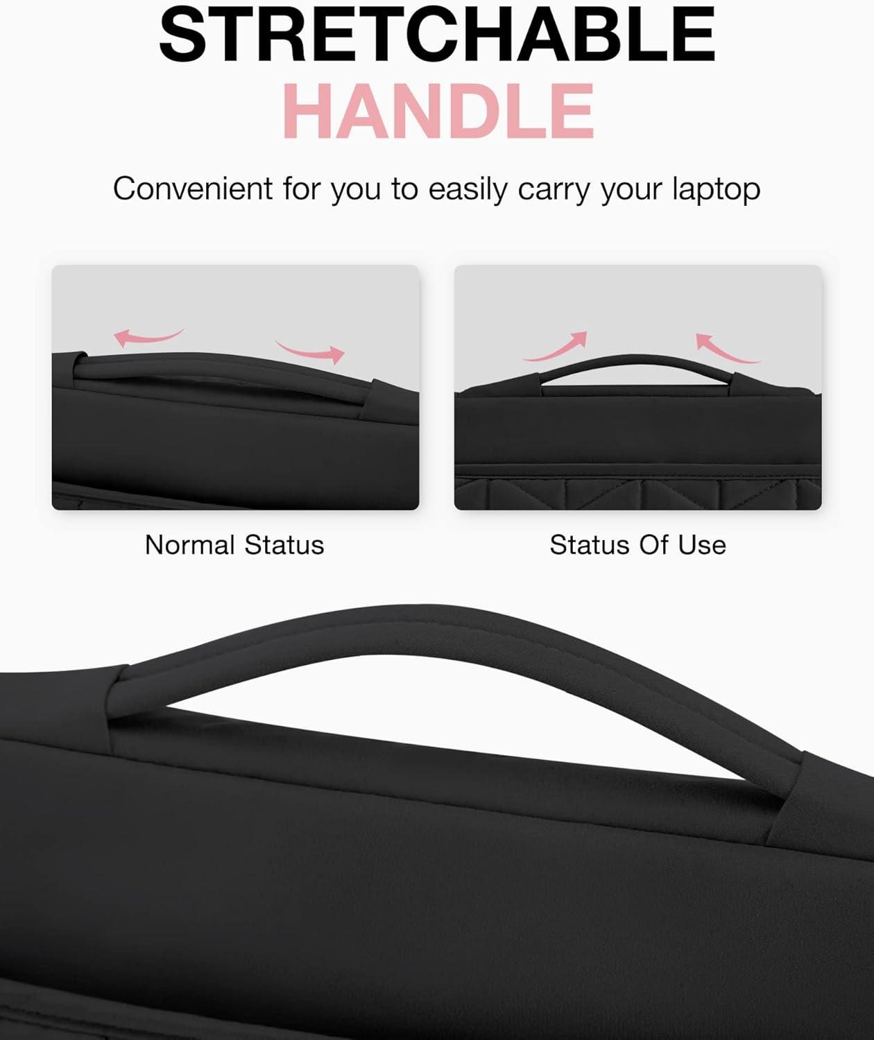 imageBAGSMART 1314 inch Laptop Sleeve with Handle Puffy Padded Case Accessories Bag MacBook Fitted Air Pro 133 14 inch Computer DellHPWith AccessoriesBlack