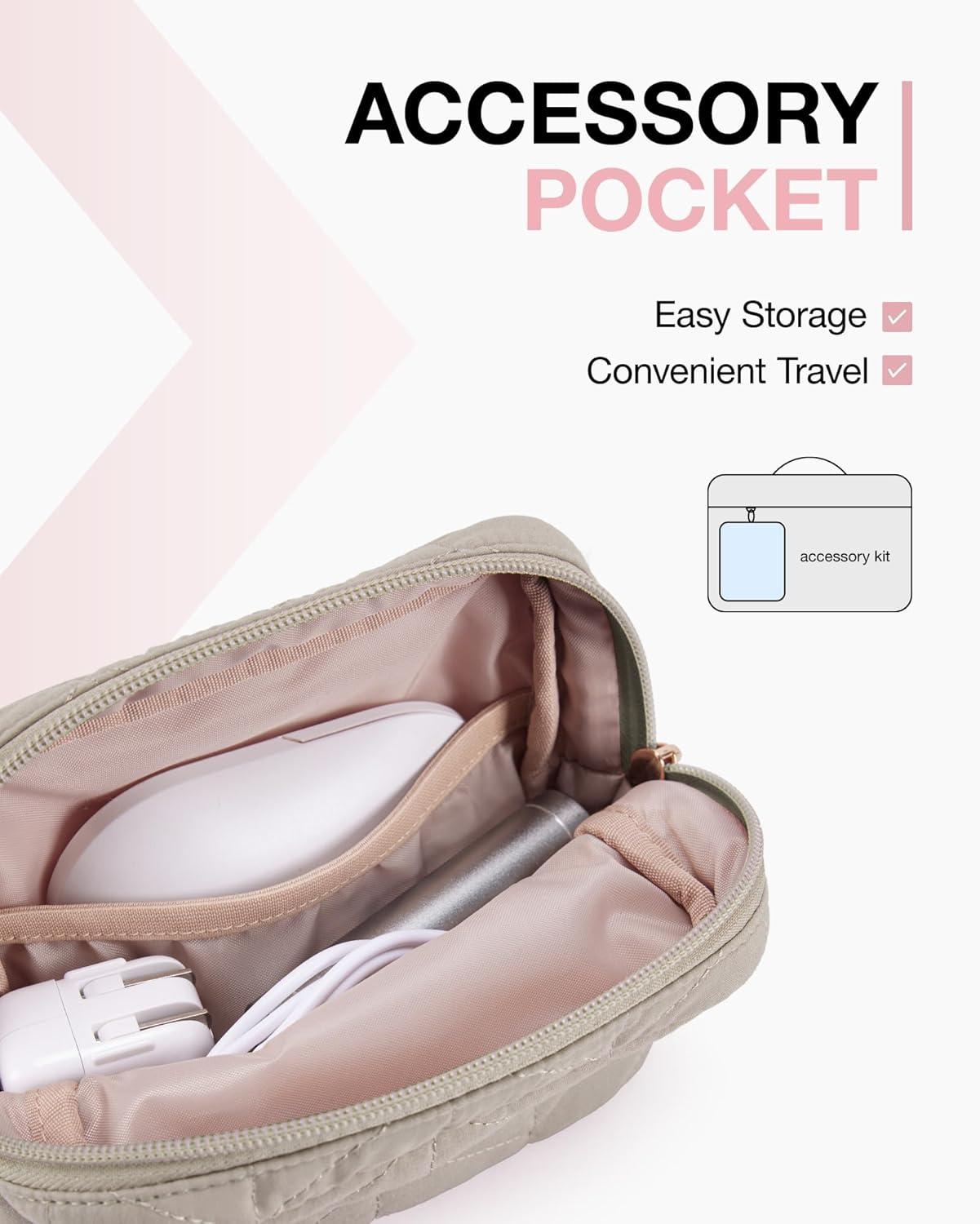 imageBAGSMART 1314 inch Laptop Sleeve with Handle Puffy Padded Case Accessories Bag MacBook Fitted Air Pro 133 14 inch Computer DellHPWith AccessoriesWarm Gray