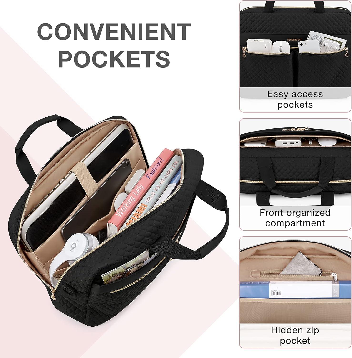 imageBAGSMART 173156 Inch Laptop Bag Briefcase for Women Computer Messenger Bag Office Travel Business BlackBlack