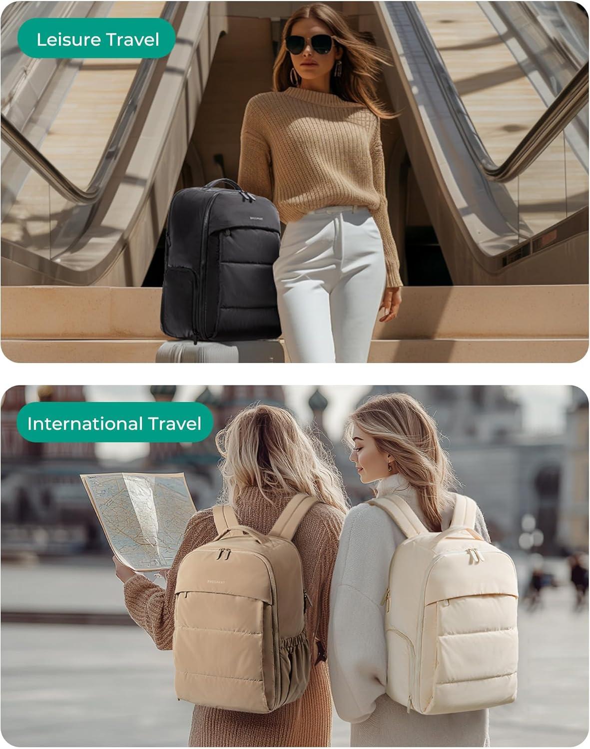 imageBAGSMART 30L Travel Backpack for Women Carry on Backpack for Airplanes Gym Backpack with Shoe Compartment Lightweight Travel Bag Fits 156 Inch WaterResistant ChocolateGrey