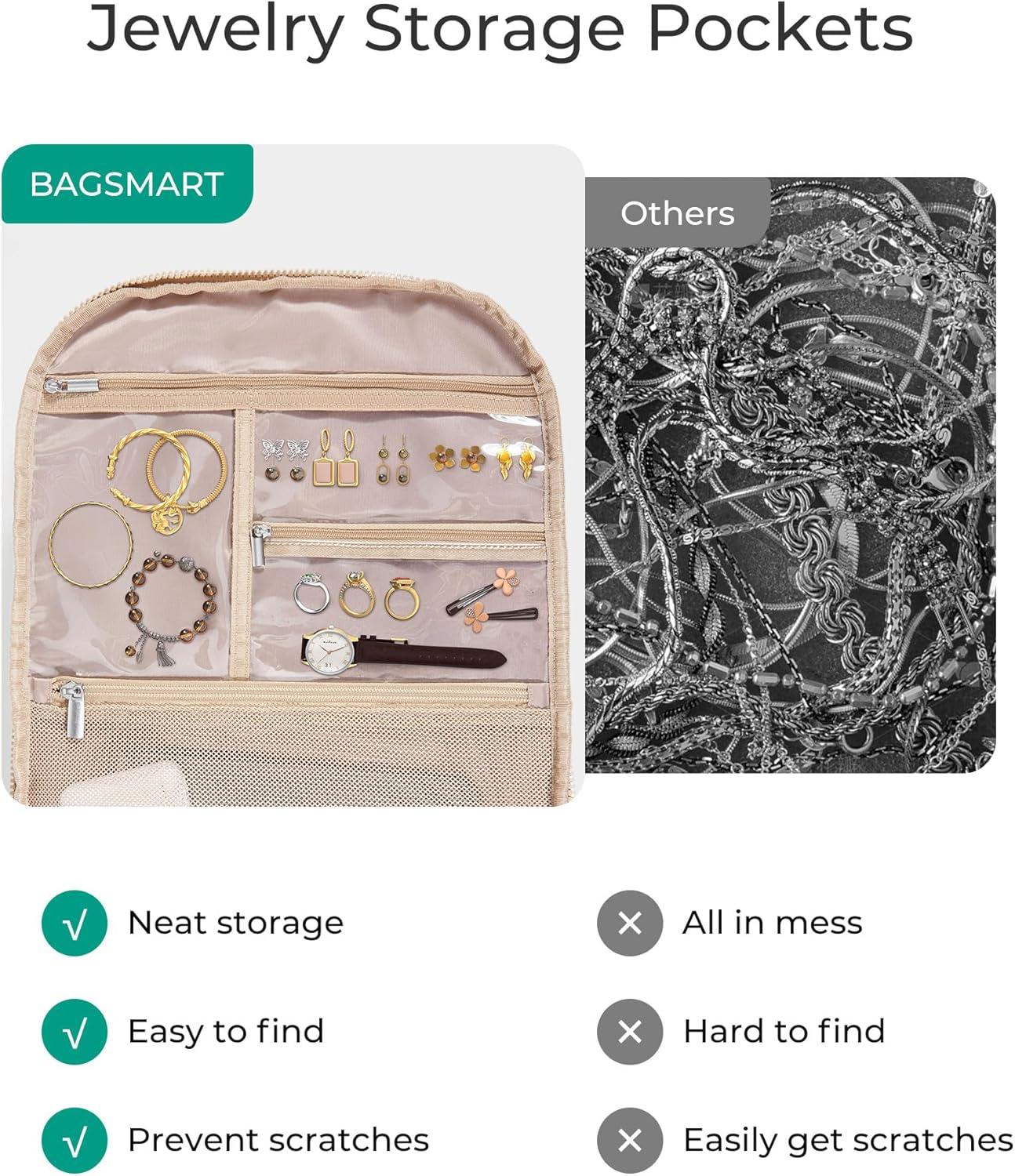 imageBAGSMART 30L Travel Backpack for Women Carry on Backpack for Airplanes Gym Backpack with Shoe Compartment Lightweight Travel Bag Fits 156 Inch WaterResistant ChocolateBlack