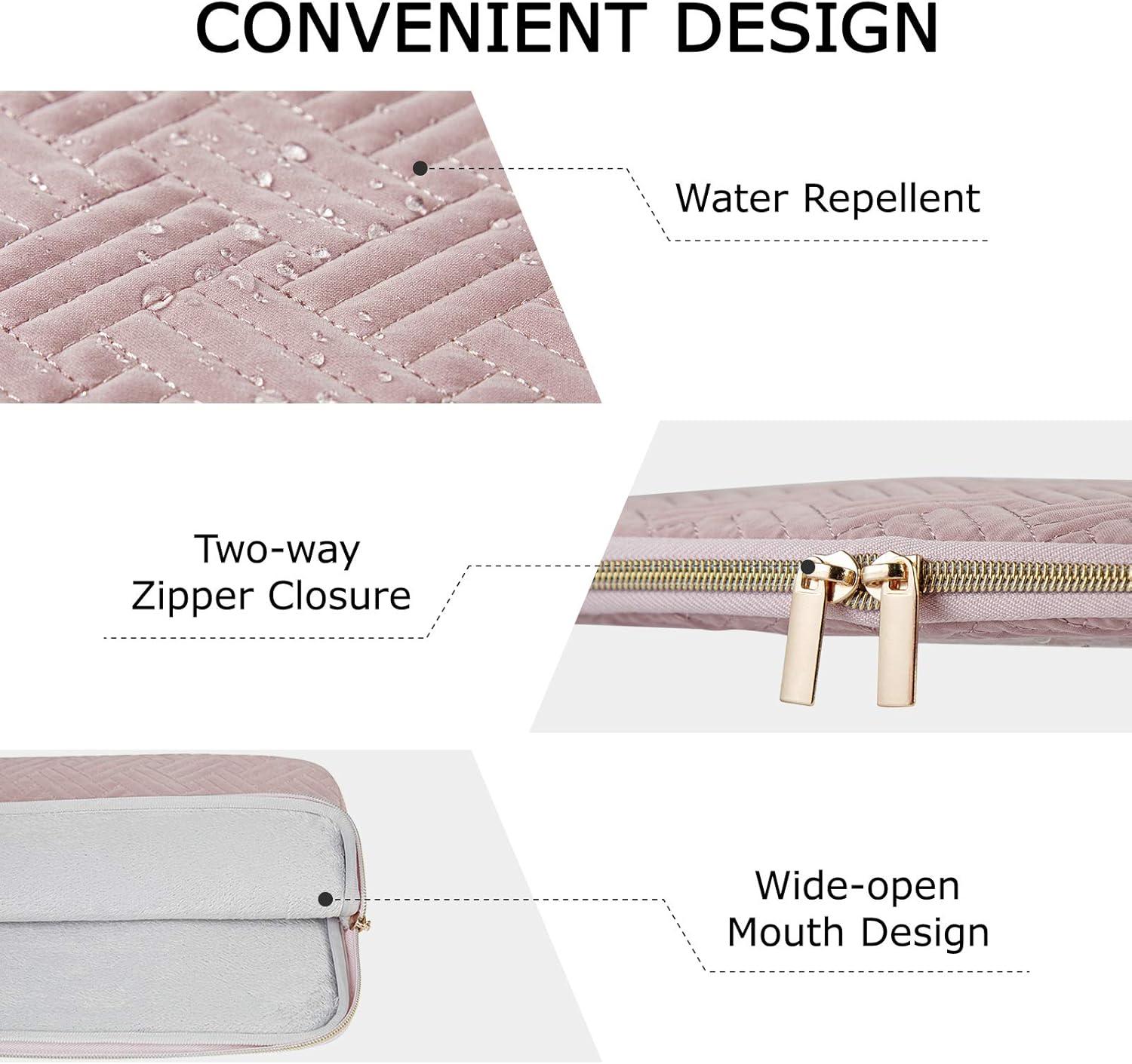 imageBAGSMART Laptop Sleeve Bag Compatible with MacBook AirPro 13133 inch Notebook Compatible with MacBook Pro 14 Inch MacBook Air M2 Sleeve 13 Inch Repellent Protective Case with Pocket PinkWarm Tan