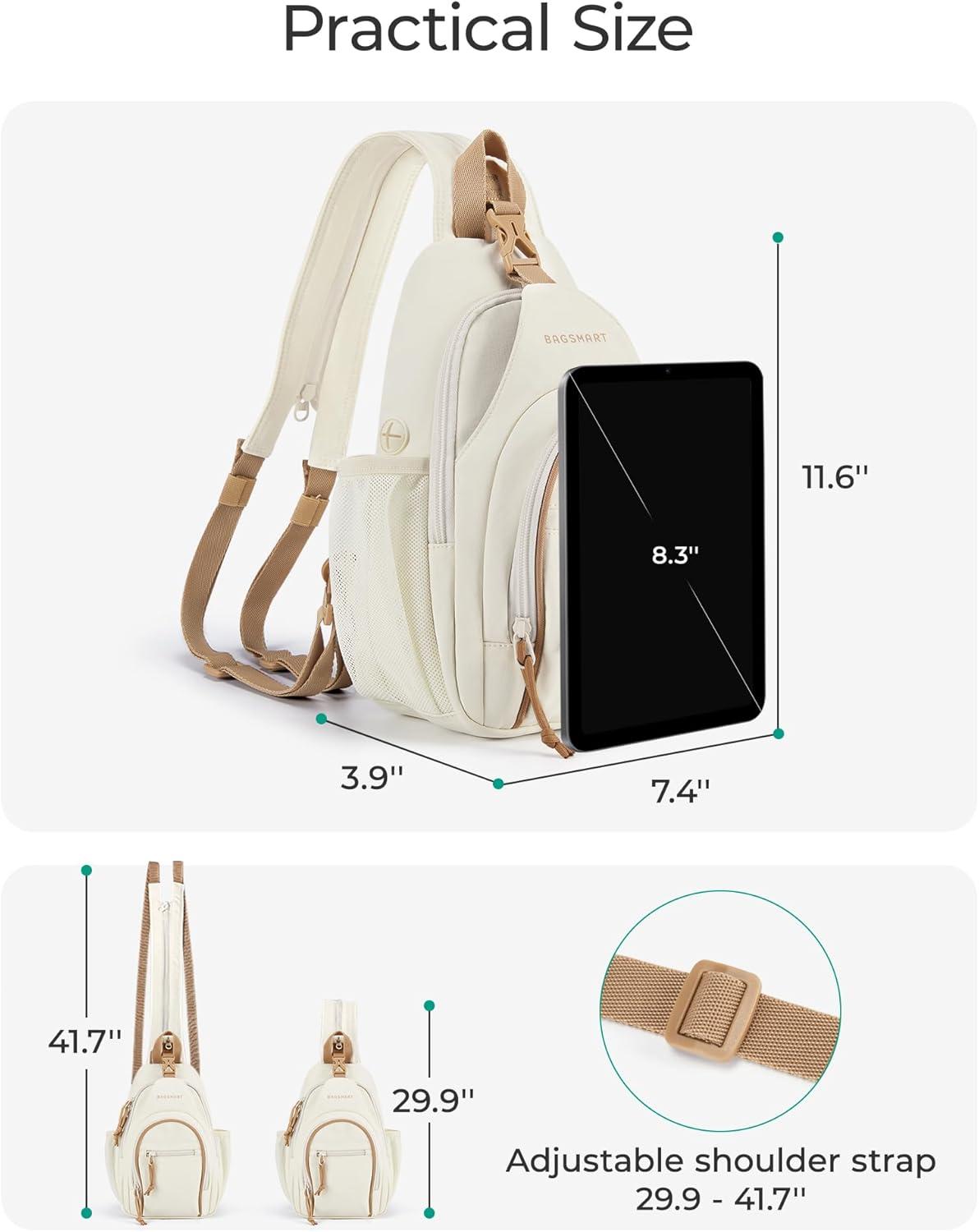 imageBAGSMART Small Crossbody Sling Bag for Men Women Small Sling Backpack Shoulder Bag AntiTheft Chest DaypackDark Gray