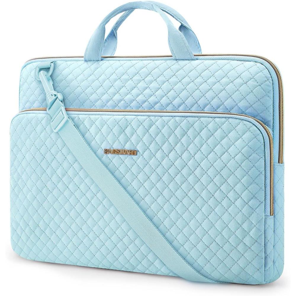 imageBAGSMART 13Inch Laptop Sleeve Black PolyesterBlueShoulder Strap