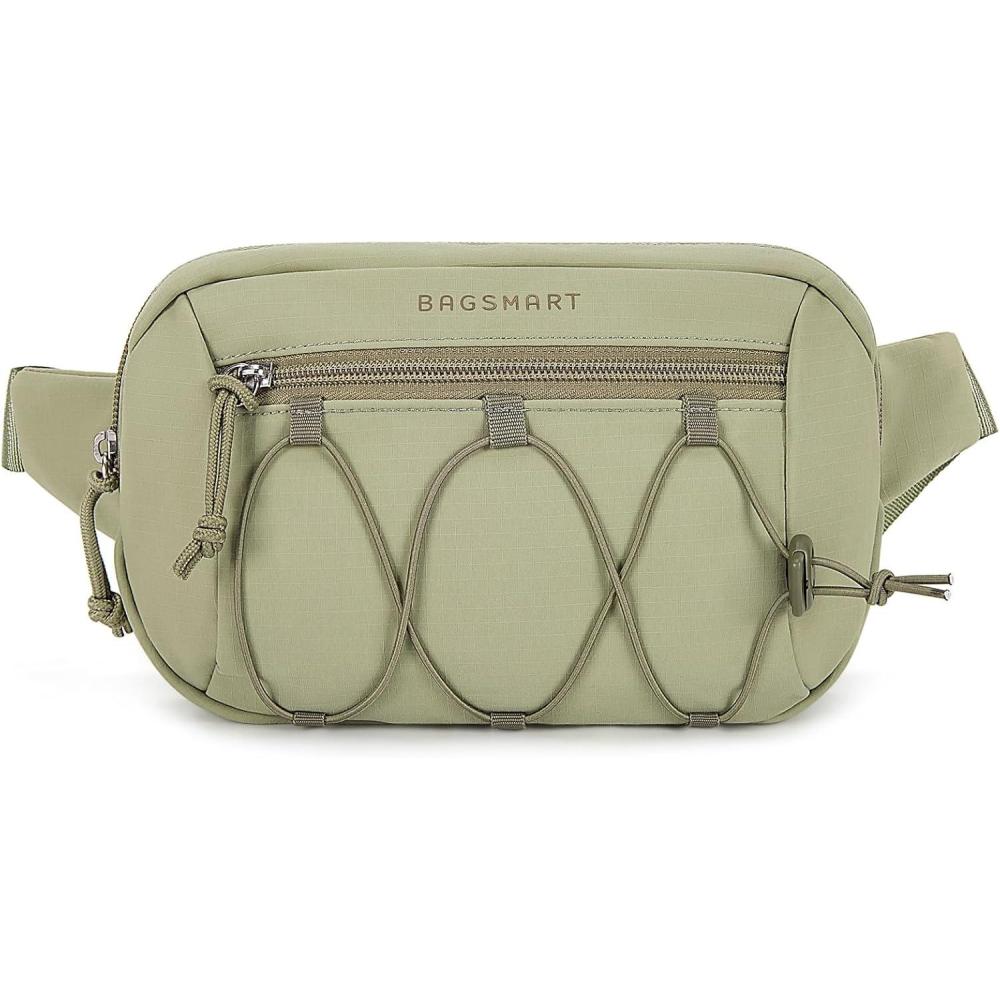 imageBAGSMART Fanny Packs for Women Small Belt Bag with Adjustable Strap Waist Pack for Running Workout Traveling Hiking Beige GreenGrayish green