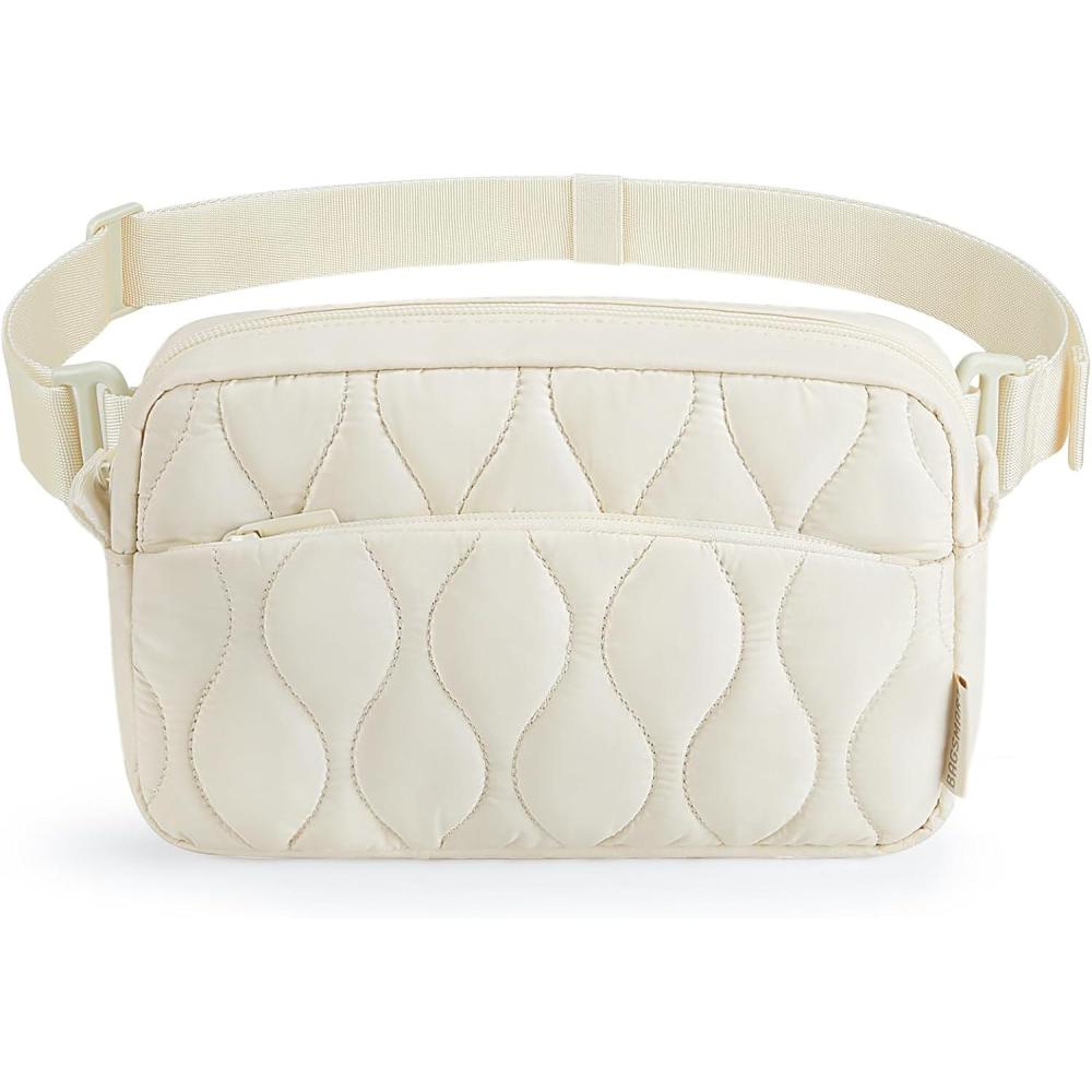 imageBAGSMART Fanny Packs for Women with Two Ways to Install the Adjustable Strap Lightweight Crossbody Belt Bag for Traveling WorkoutBeige