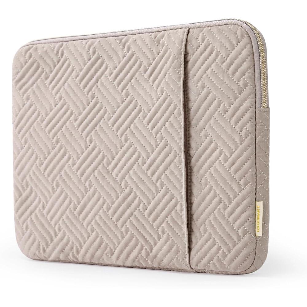 imageBAGSMART Laptop Sleeve Bag Compatible with MacBook AirPro 13133 inch Notebook Compatible with MacBook Pro 14 Inch MacBook Air M2 Sleeve 13 Inch Repellent Protective Case with Pocket PinkWarm Tan