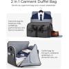 BAGSMART Garment Bags for Travel, Convertible Garment Duffle Bag Suit Bags for Men Women, 2 in 1 Garment Bags for Hanging Clothes, Carry On Duffle Bag with Shoe Compartment, Blue(Black)