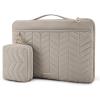 BAGSMART 13-14 inch Laptop Sleeve with Handle, Puffy Padded Case Accessories Bag, MacBook Fitted Air Pro 13.3 14 inch, Computer Dell,HP(With Accessories-Warm Gray)